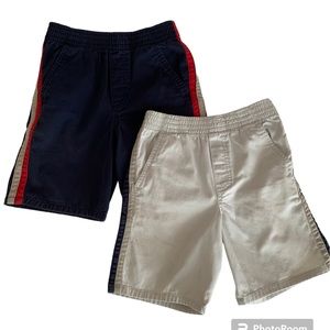 Garanimals Shorts 2 PC Lot Boys 6 Tan Navy Blue Red Stripe Twill Pocket